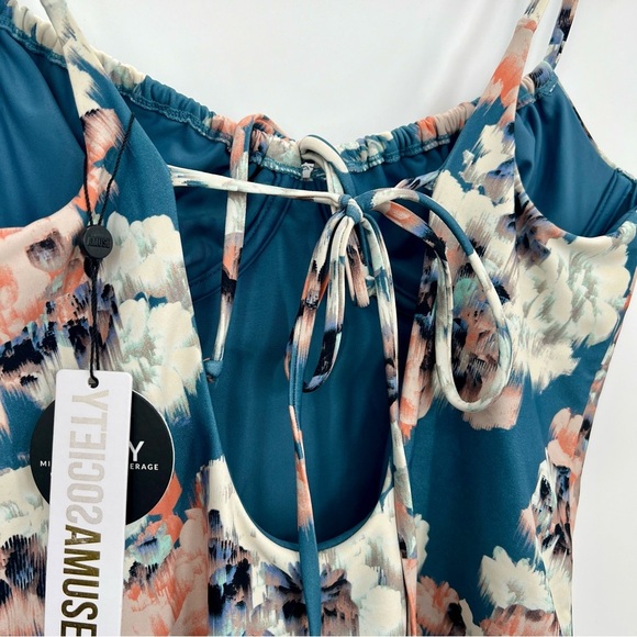 NWT Amuse Society Blurr Evelyn One Piece Deep Lagoon Floral Swimsuit Bareback M - Picture 9 of 12